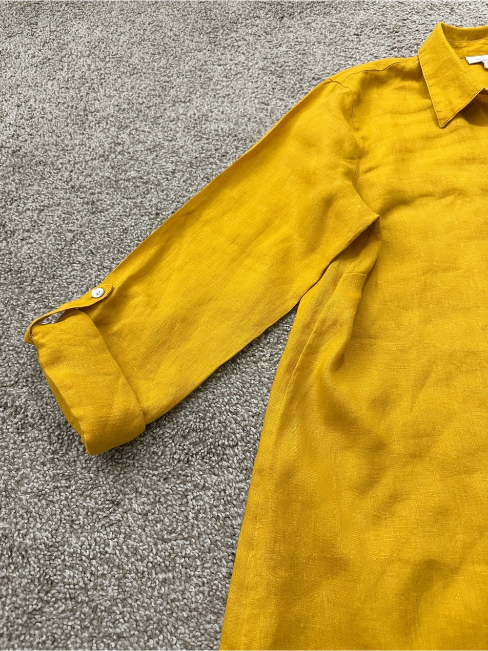 J.Jill Love Linen 100% Linen Button-Front Tunic – Size M – Mustard Yellow 🌼 - Picture 4 of 10